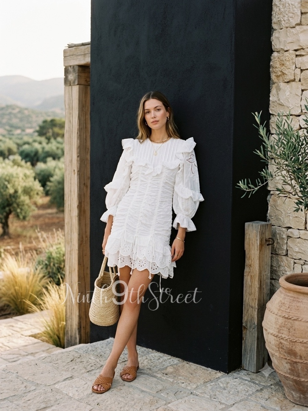 Farm Rio White Lace Cotton Mini Dress Eyelet Scalloped Victorian NWT S M
